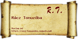 Rácz Tonuzóba névjegykártya